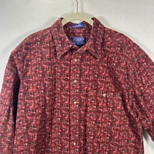 Pendleton Men's Size Large Red Bear Pattern Flannel Shirt